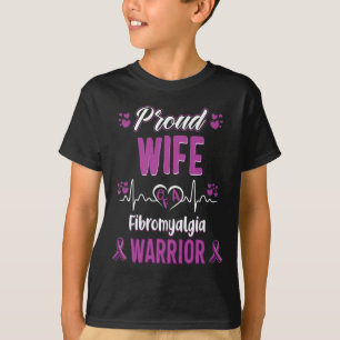 Proud Wife Fibromyalgia Warrior Awareness Ribbon P T-Shirt