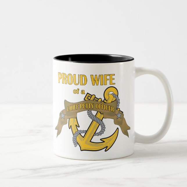 Proud Wife of a Chief Petty Officer Two-Tone Coffee Mug (Right)