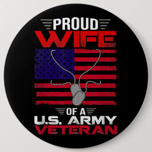 Proud Wife Of A U.S. Army Veteran US Flag Veteran 6 Cm Round Badge
