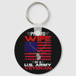 Proud Wife Of A U.S. Army Veteran US Flag Veteran  Key Ring