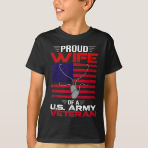 Proud Wife Of A U.S. Army Veteran US Flag Veteran T-Shirt