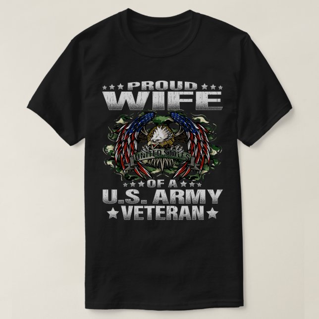 Proud Wife Of A  Veteran Military Vets Spouse  T-Shirt (Design Front)