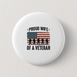 Proud Wife of a Veteran Patriotic Shirt Design (2) 6 Cm Round Badge