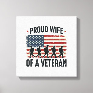 Proud Wife of a Veteran Patriotic Shirt Design (2) Canvas Print