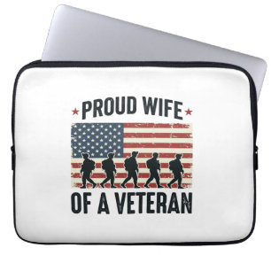 Proud Wife of a Veteran Patriotic Shirt Design (2) Laptop Sleeve