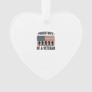 Proud Wife of a Veteran Patriotic Shirt Design (2) Ornament