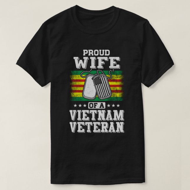 Proud Wife Of A VietNam Veteran Husband T-Shirt (Design Front)