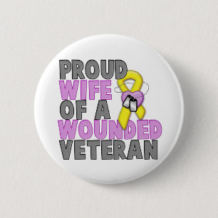 Proud Wife of a Wounded Veteran 6 Cm Round Badge