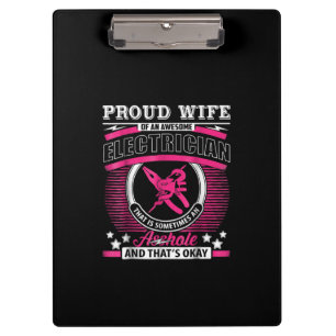 Proud Wife Of An Awesome Electrician Gift Clipboard