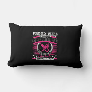 Proud Wife Of An Awesome Electrician Gift Lumbar Cushion