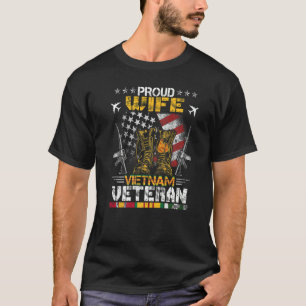 Proud Wife Of Vietnam Veteran Us Flag  Veteran Day T-Shirt