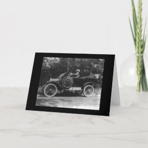 Proud Woman Behind the Wheel of her Car 1914 Card