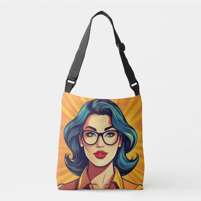 Proud Woman Comic Book/Pop Art Style Crossbody Bag (Front)