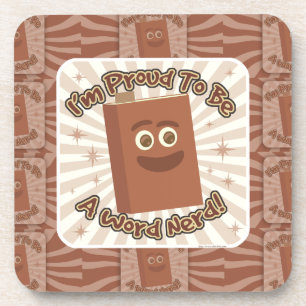 Proud Word Nerd Pattern Slogan Fun Art Coaster