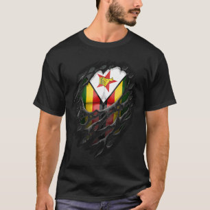 Proud Zimbabwean Roots Heritage Torn Ripped Zimbab T-Shirt