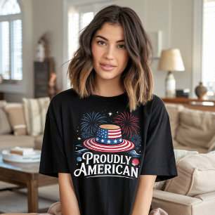 Proudly American - Patriotic Beach Sunhat T-Shirt