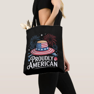 Proudly American - Patriotic Beach Sunhat Tote Bag
