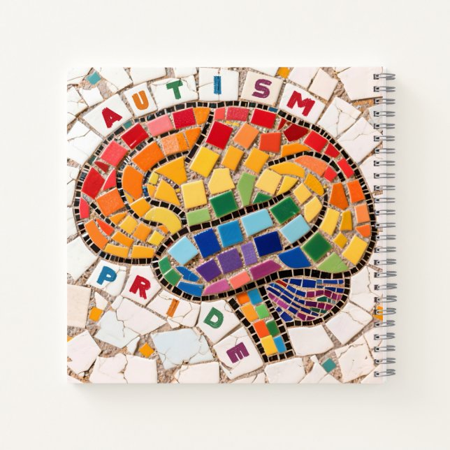 Proudly Autistic Embroidered Rainbow Brain Design  Notebook (Back)