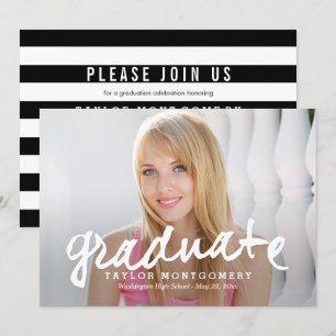 Proudly Brushed Graduation Announcement - White