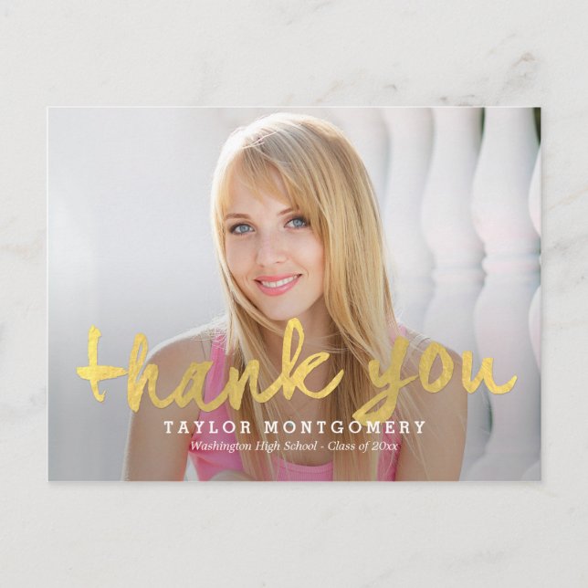 Proudly Brushed Graduation Thank You Postcard (Front)