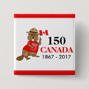 Proudly Canadian Beaver 150 Anniversary 15 Cm Square Badge