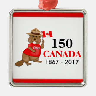 Proudly Canadian Beaver 150 Anniversary Metal Tree Decoration