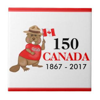 Proudly Canadian Beaver 150 Anniversary Tile