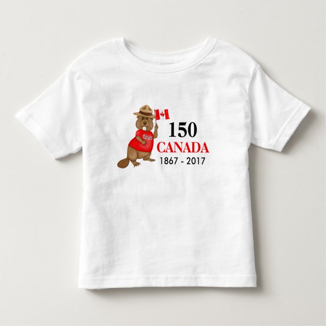 Proudly Canadian Beaver 150 Anniversary Toddler T-Shirt (Front)