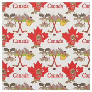 Proudly Canadian Beaver and Moose Fabric