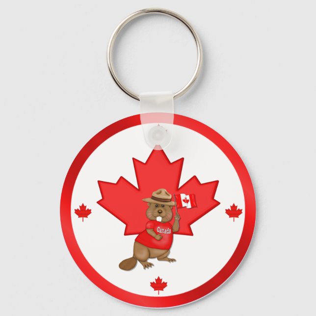 Proudly Canadian Beaver Key Ring (Front)
