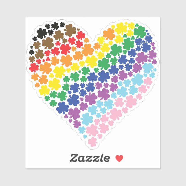 Proudly Irish Rainbow Shamrock Heart (Sheet)