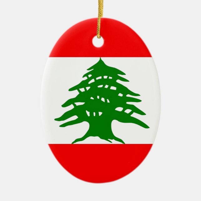 Proudly Lebanese - Proud To Be Lebanese - Lebanon Ceramic Tree Decoration (Front)