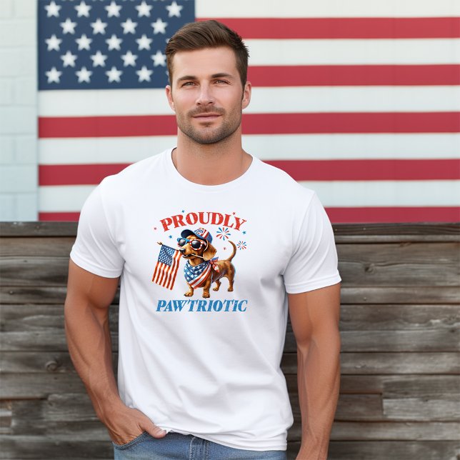 Proudly Pawtriotic Dachshund Illustration Tri-Blend Shirt (Creator Uploaded)