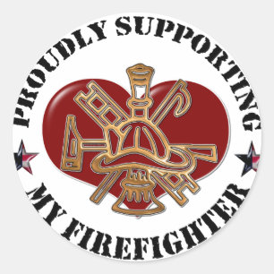 Proudly Supporting My Firefighter Classic Round Sticker