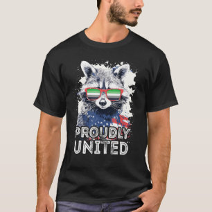 Proudly United  Racoon Aromantic Sunglasses Flag T-Shirt