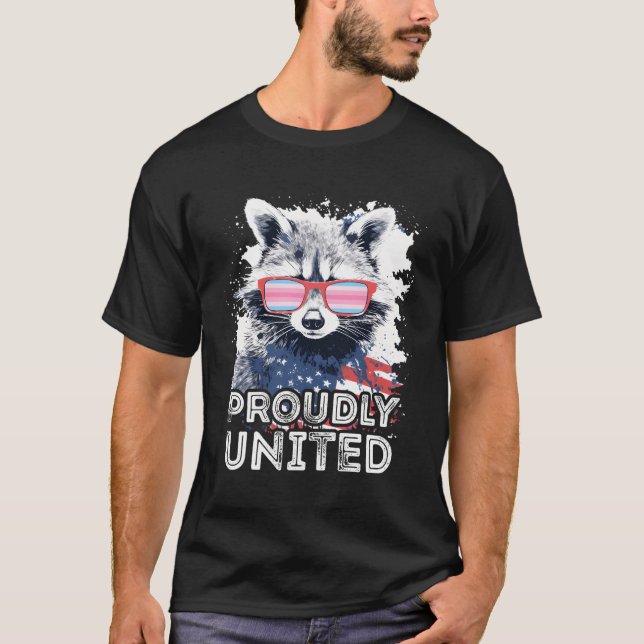 Proudly United Racoon Transfeminine Sunglasses Fl T-Shirt (Front)