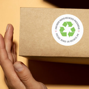 proudly using recycled packaging shipping eco  classic round sticker