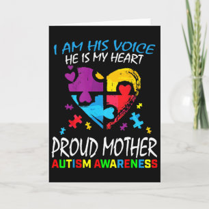 Pround Autism Mum Heart Mother Puzzle Piece Autism Card
