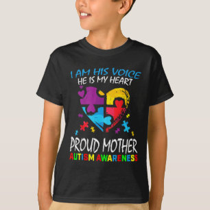 Pround Autism Mum Heart Mother Puzzle Piece Autism T-Shirt