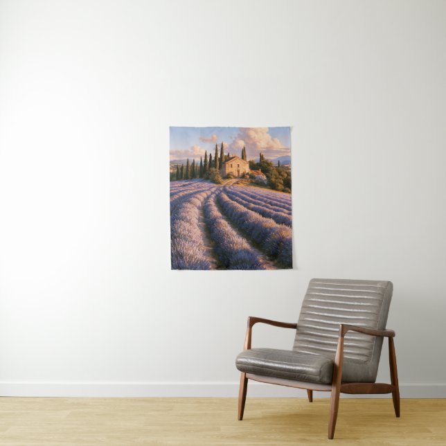 Provencal Lavender Fields and Countryside Villa Tapestry (In Situ)