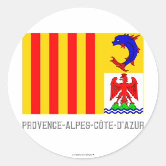 Provence-Alpes-Côte-d'Azur flag with name Classic Round Sticker