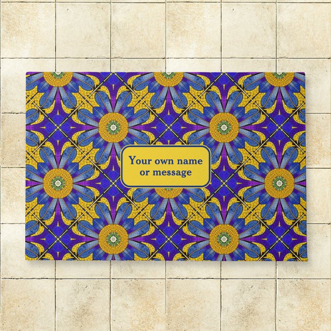 Provence Blue & Yellow Sunflower - Roman Mosaic Doormat (Creator Uploaded)