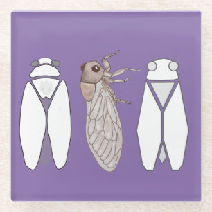 Provence cicada magnet, lavender color glass coaster