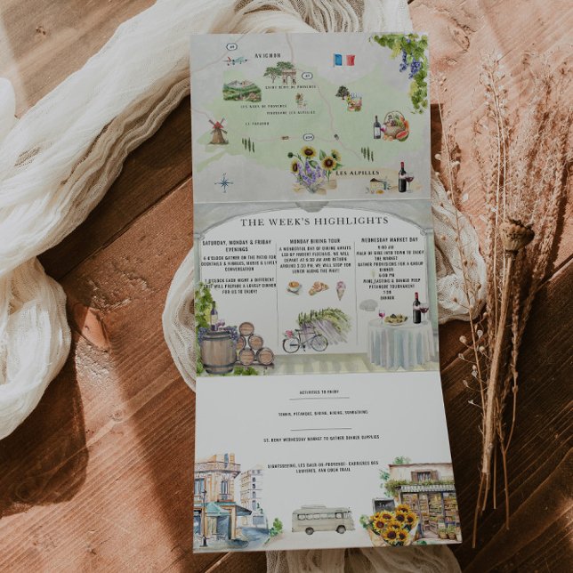 Provence France | Illustrated Birthday Tri-Fold Invitation (Creator Uploaded)