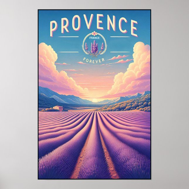 Provence France - Lavender Fields Vintage Travel Poster (Front)
