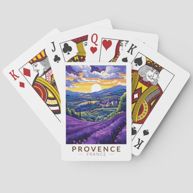 Provence France Lavender Travel Art Vintage Playing Cards (Back)