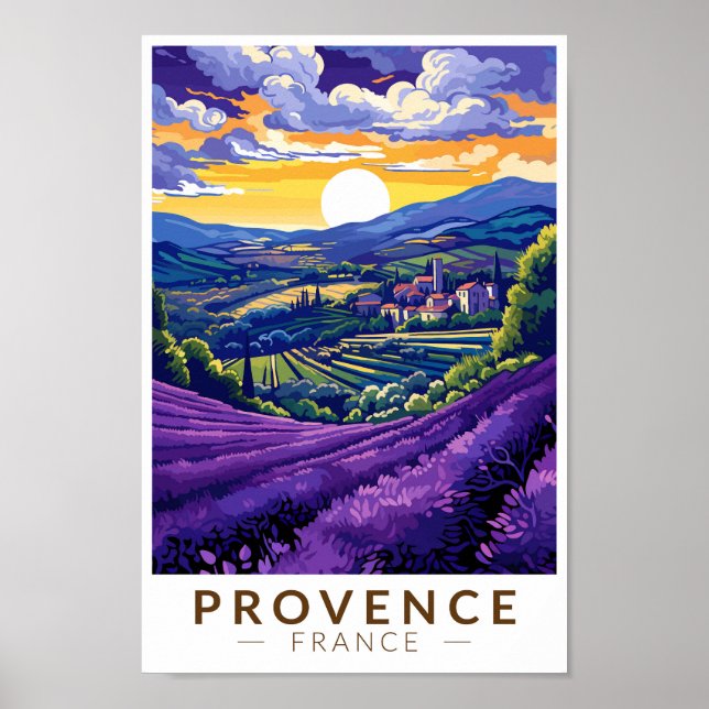 Provence France Lavender Travel Art Vintage Poster (Front)