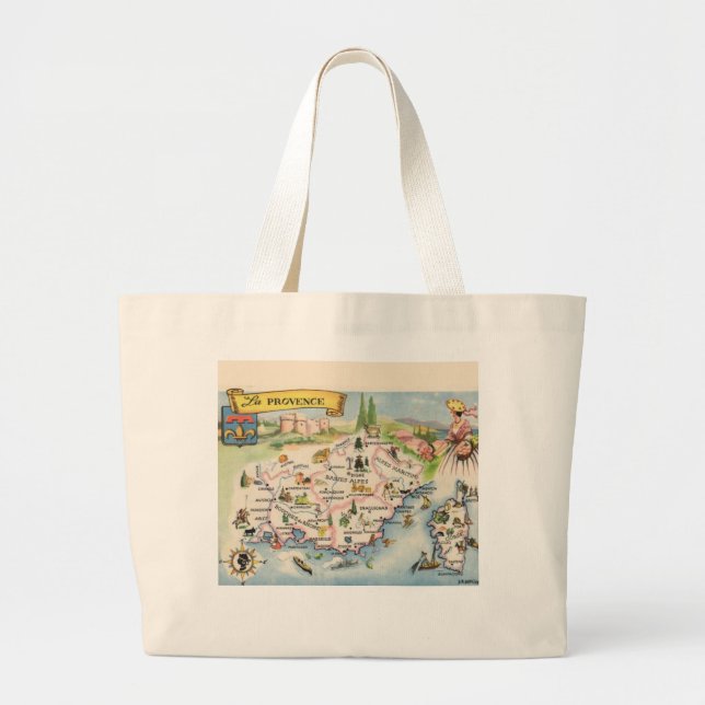 Provence France Postcard Large Tote Bag (Front)