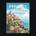 Provence France Travel Art Vintage Postcard<br><div class="desc">Provence retro vector travel design. Provence is a historical and cultural region in southeastern France. Known for its diverse landscapes,  from the Southern Alps and Camargue plains to rolling vineyards,  olive groves,  pine forests and lavender fields.</div>