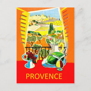 Provence, France, view from the window, vintage Postcard